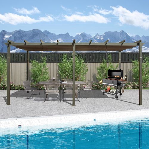 11 X 20 FT Outdoor Living Outdoor Retractable Pergola with Weather-Resistant Canopy Aluminum Garden Pergola Patio Grill Gazebo for Courtyard -Dark Gra 11 X 20 FT Outdoor Living Outdoor Retractable Pergola with Weather-Resistant Canopy Aluminum Garden Pergola Patio Grill Gazebo for Courtyard -Dark Gra