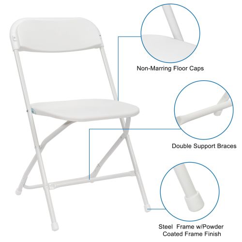 10pcs Injection Molding Classic Garden Plastic Folding Chair White 10pcs Injection Molding Classic Garden Plastic Folding Chair White
