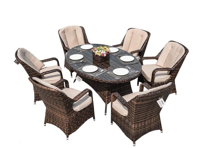 Direct Wicker Patio Wicker 7 Piece Oval Dining Set-Gray Direct Wicker Patio Wicker 7 Piece Oval Dining Set-Gray